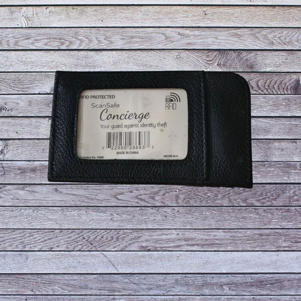 ScanSafe Concierge RFID Protected ID & Credit Card Holder Black New Classic